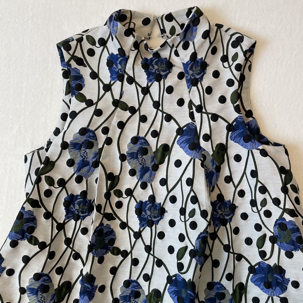 Asos Black Polka Dot Flower Choker Assymetrical Backless Pocket Dress SZ 8 - Picture 2 of 9